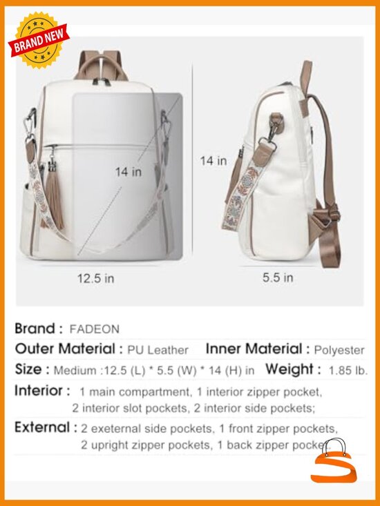 Faux Leather Convertible Backpack Purse with Tassel, Multi-Pocket Daypack for Faux Leather Convertible Backpack Purse Multipurpose Travel  main image 4